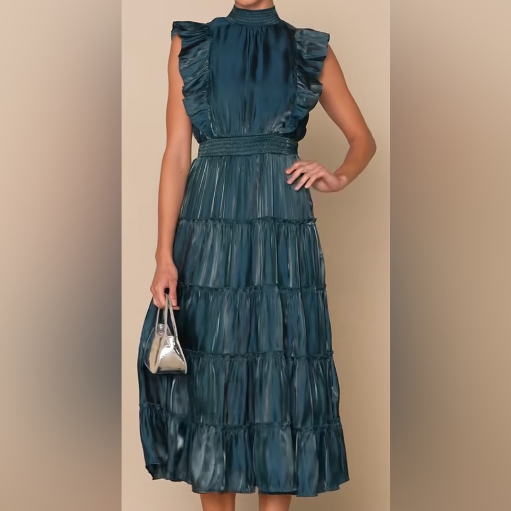 Lulu's Teal Maxi Dress - Picture 3 of 12